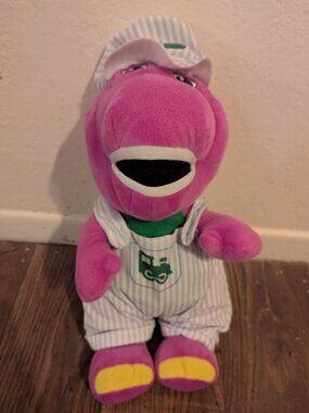 Fisher Price Barney Train Conductor Purple Plush Doll 2017 Lyons Partnership 12"